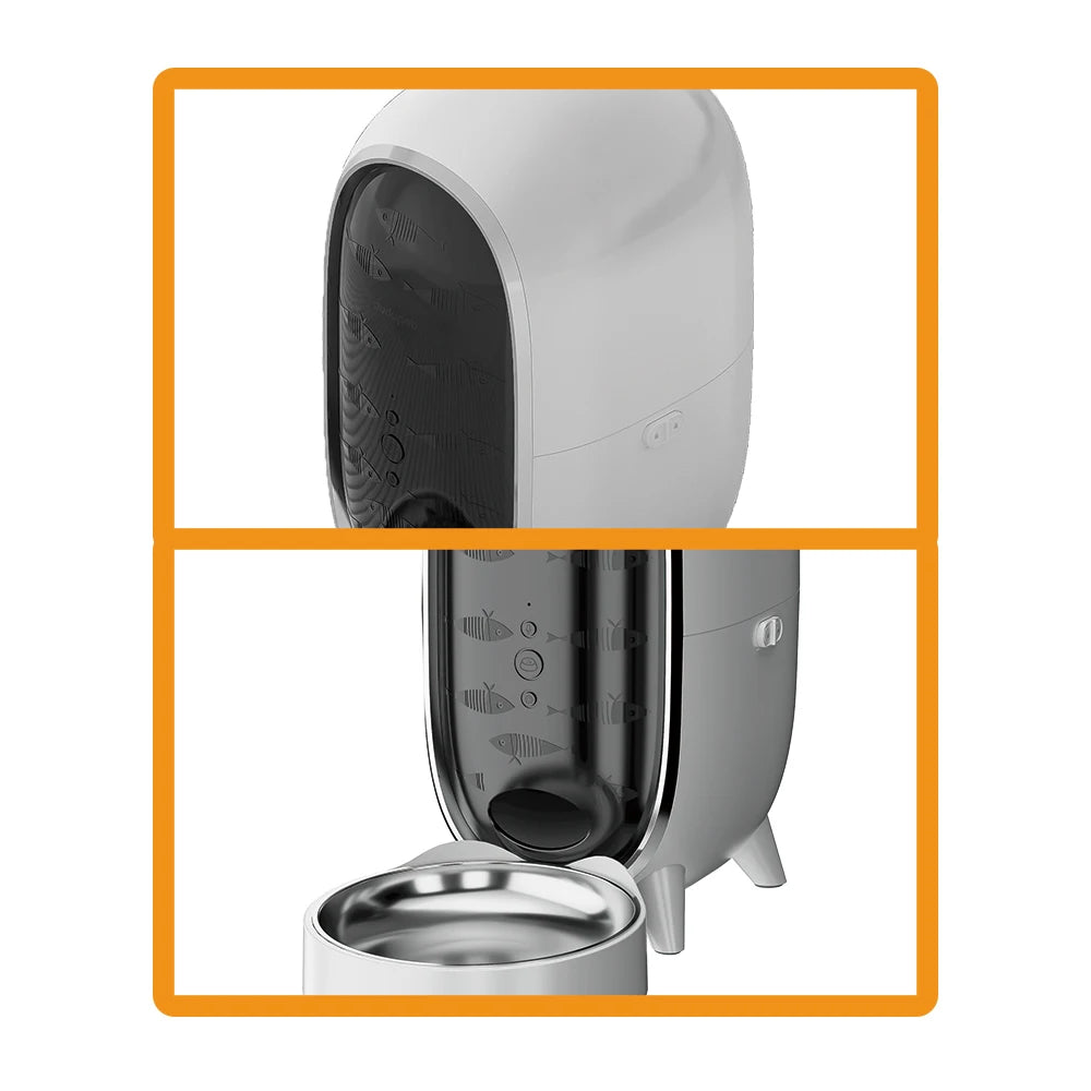 Portable Pet Dog Feeder Stainless Steel Bowl New Product for Real-Person Recording Timed Feeding Charge-Powered Plastic Material
