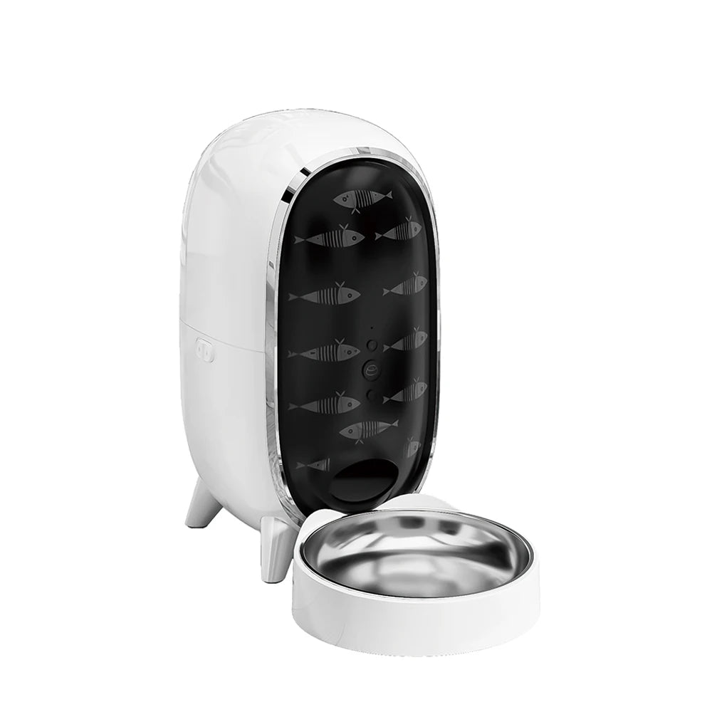 Portable Pet Dog Feeder Stainless Steel Bowl New Product for Real-Person Recording Timed Feeding Charge-Powered Plastic Material